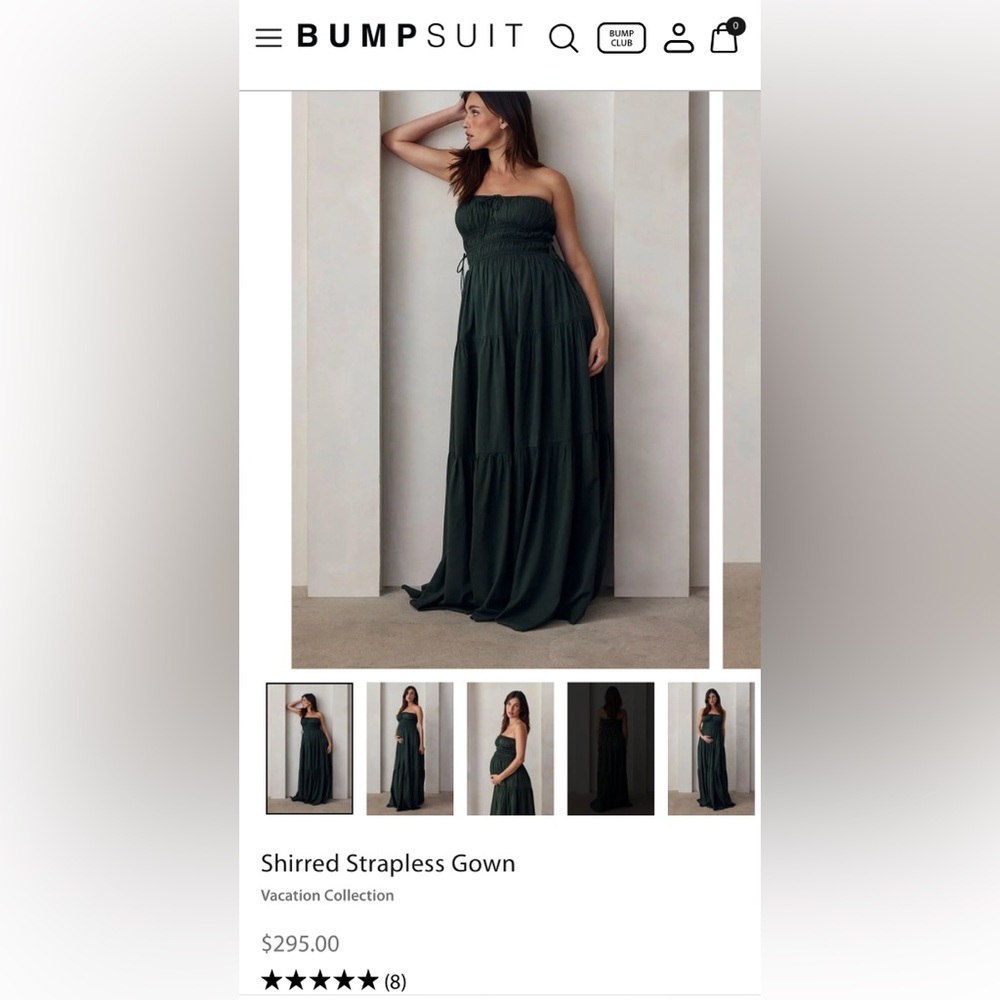 Green Strapless Pleated Maxi Gown Maternity
